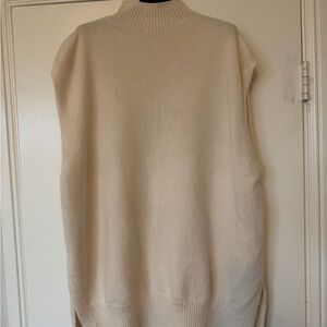 Athleta Cream Mock Neck Sleeveless Cashmere Sweater Vest